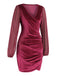 1960s Solid Sheer Sleeves V-Neck Velvet Dress, vintage dress, retro fashion - perfect for women who love vintage and retro fashion