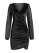 1960s Solid Sheer Sleeves V-Neck Velvet Dress — a 1960s silhouette that turns sidewalks into runways