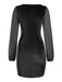 1960s Solid Sheer Sleeves V-Neck Velvet Dress, vintage dress, retro fashion - perfect for women who love vintage and retro fashion