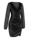 1960s Solid Sheer Sleeves V-Neck Velvet Dress, vintage dress, retro fashion - perfect for women who love vintage and retro fashion