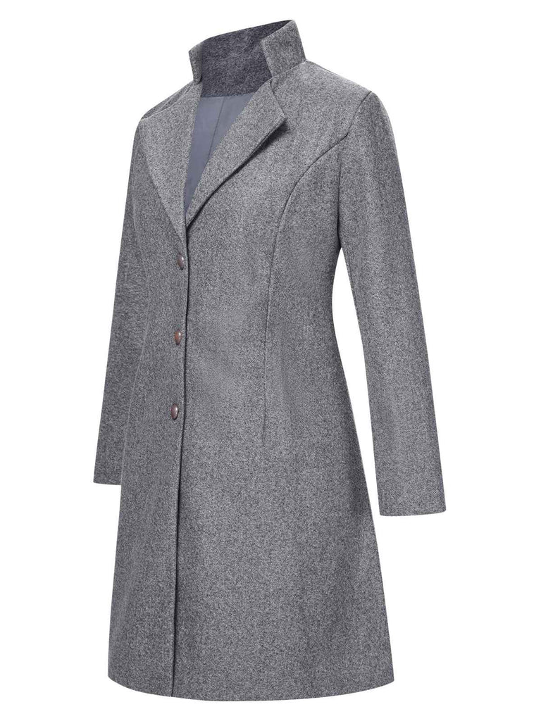 1960s Solid Stand Collar Lapel Coat, vintage coat, retro outerwear - perfect for women who love vintage and retro fashion
