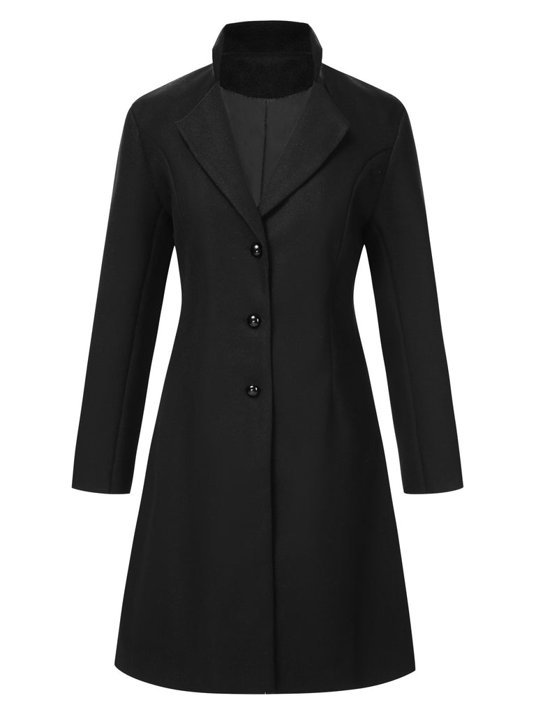 1960s Solid Stand Collar Lapel Coat, vintage coat, retro outerwear - perfect for women who love vintage and retro fashion