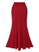 1960s Solid Tie-Up Mermaid Long Skirt, vintage skirt, retro style - perfect for women who love vintage and retro fashion