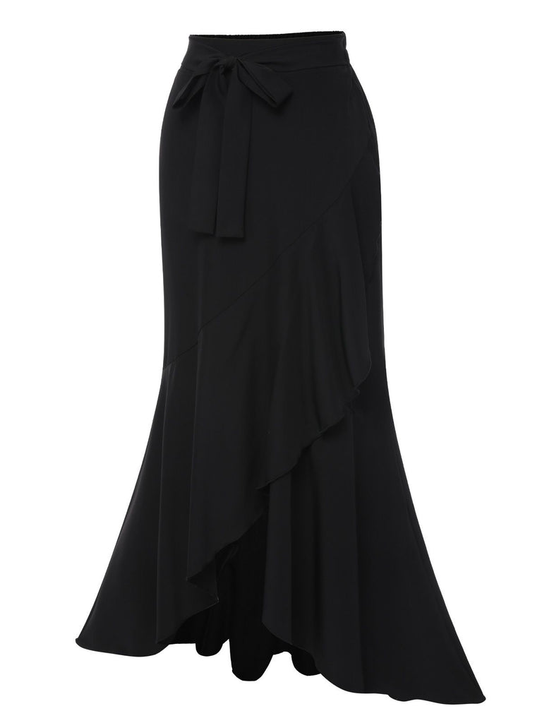 1960s Solid Tie-Up Mermaid Long Skirt, vintage skirt, retro style - perfect for women who love vintage and retro fashion