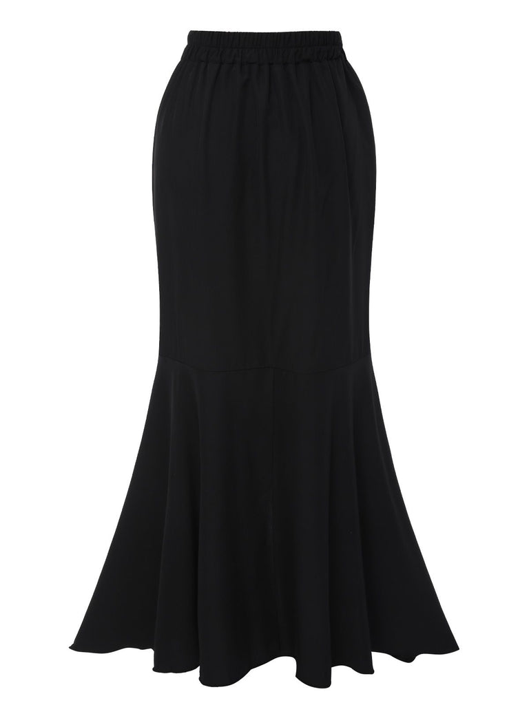 1960s Solid Tie-Up Mermaid Long Skirt, vintage skirt, retro style - perfect for women who love vintage and retro fashion