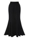 1960s Solid Tie-Up Mermaid Long Skirt, vintage skirt, retro style - perfect for women who love vintage and retro fashion