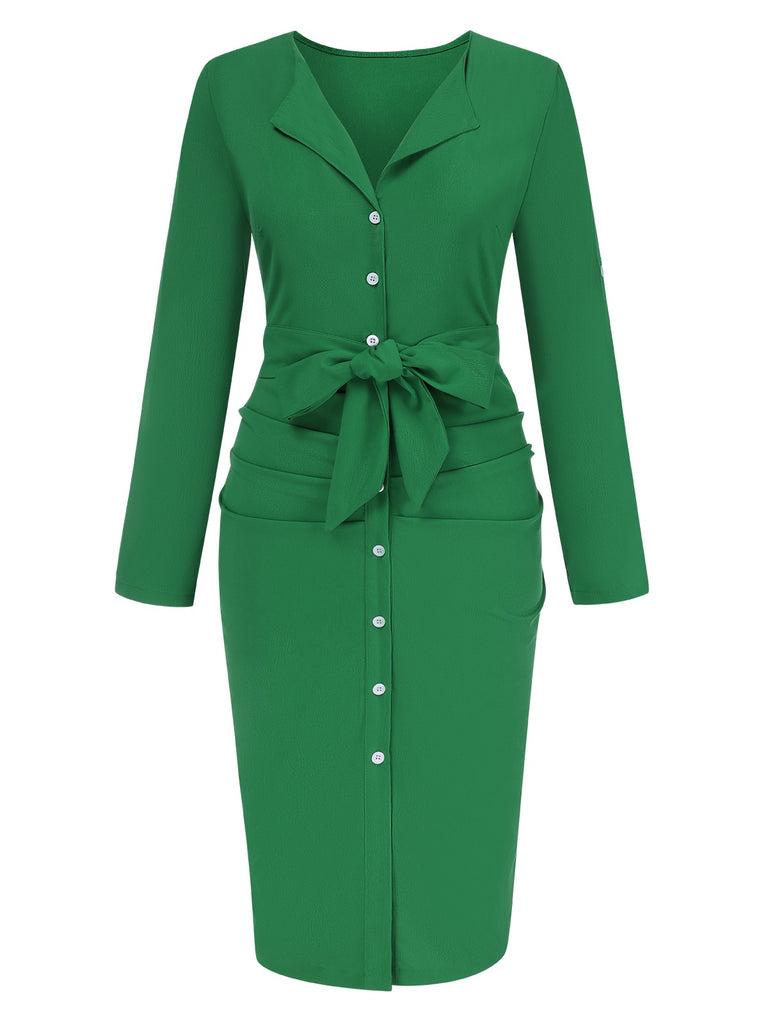 1960s Solid VNeck Pleated Button | 1960s | vintage dress, retro fashion