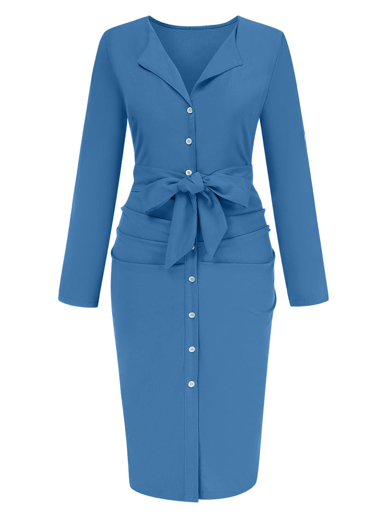 1960s Solid VNeck Pleated Button | 1960s | vintage dress, retro fashion