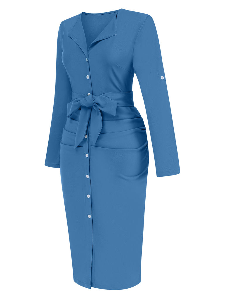 1960s Solid VNeck Pleated Button | 1960s | vintage dress, retro fashion