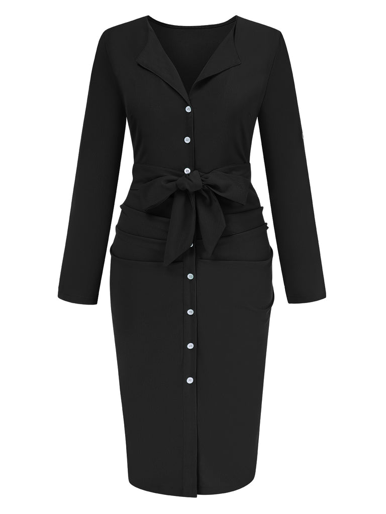 1960s Solid VNeck Pleated Button | 1960s | vintage dress, retro fashion