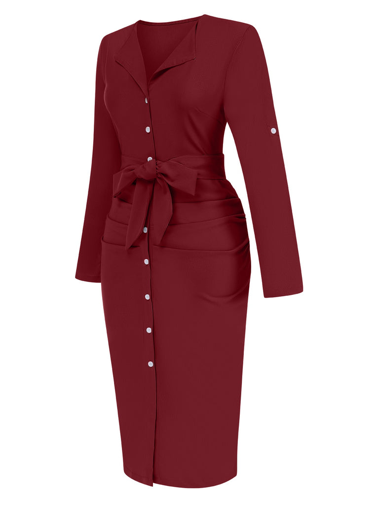 1960s Solid VNeck Pleated Button | 1960s | vintage dress, retro fashion