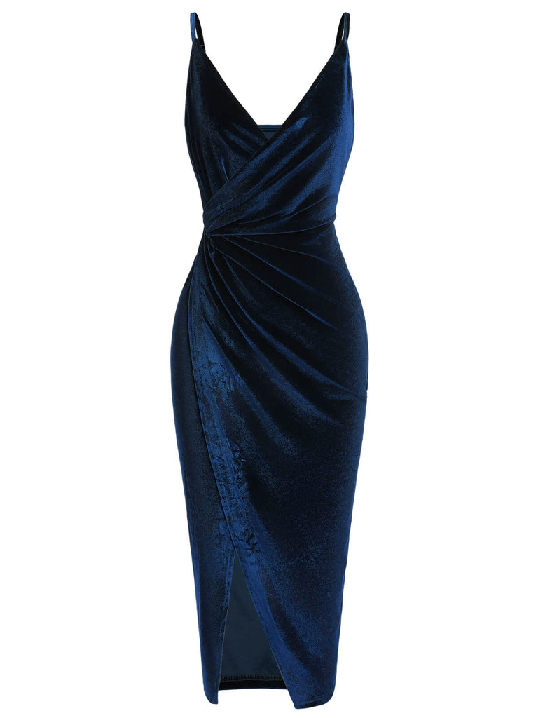 blue dress for baby girl Spaghetti Strap Velvet Dress – HAREM's Brides main image 0