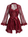 1960s Spaghetti Strap Lace Belted Sleepwear Set - vintage nightgown, retro sleepwear