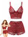1960s Spaghetti Strap Lace Floral Bow Pajama Set - vintage fashion, retro style