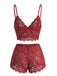 1960s Spaghetti Strap Lace Floral Bow Pajama Set - vintage fashion, retro style
