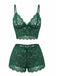 1960s Spaghetti Strap Lace Floral Bow Pajama Set - vintage fashion, retro style