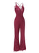 1960s Spaghetti Strap V-Neck Lace Jumpsuit: timeless 1960s elegance she makes her own