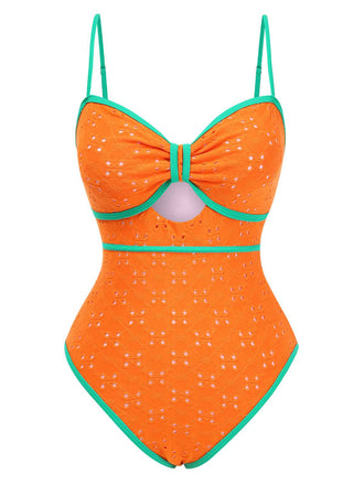 1960s Strap Contrast Trim One-Piece Swimsuit — because 1960s glamour never goes out of style