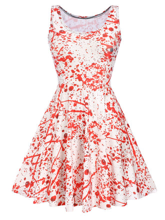 She slips into this 1960s Strap Halloween Blood Print Sleeveless Dress and suddenly it's a 1960s daydream