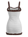 2PCS White 1960s Ruffle Tie Front Textured Bodycon Swimsuit - vintage swimsuit, pin-up style, elegant red