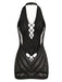 1960s Halter Fishnet Cutout Bodycon Mini Swimsuit Cover-Up - vintage swimsuit, pin-up style