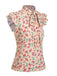1960s Tie Neck Floral Ruffles Top - vintage fashion, retro style