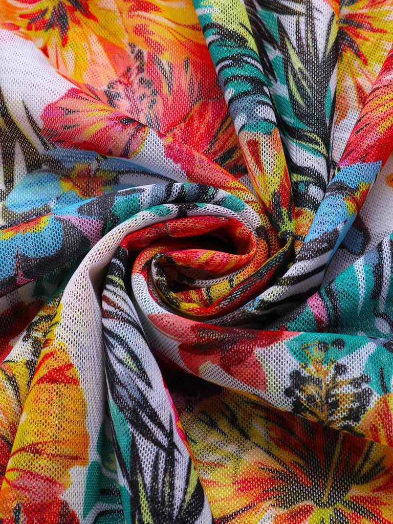 1960s Tropical Halter Bikini Set & Cover-Up, vintage swimsuit, pin-up swimwear - perfect for women who love vintage and retro fashion