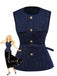 1960s Tweed Solid Button Belted Vest - vintage fashion, retro style
