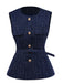 1960s Tweed Solid Button Belted Vest - vintage fashion, retro style