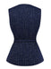 1960s Tweed Solid Button Belted Vest - vintage fashion, retro style