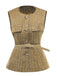 1960s Tweed Solid Button Belted Vest - vintage fashion, retro style