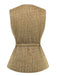 1960s Tweed Solid Button Belted Vest - vintage fashion, retro style