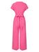 This 1960s V-Neck Belted Solid Jumpsuit carries 1960s stories waiting to be told