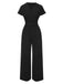 1960s V-Neck Belted Solid Jumpsuit: 1960s detail work for the woman who notices