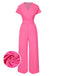 This 1960s V-Neck Belted Solid Jumpsuit carries 1960s stories waiting to be told