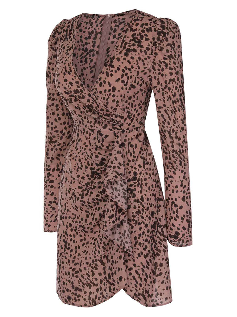 1960s V-Neck Dots Ruffle Wrap Dress, vintage dress, retro fashion - perfect for women who love vintage and retro fashion