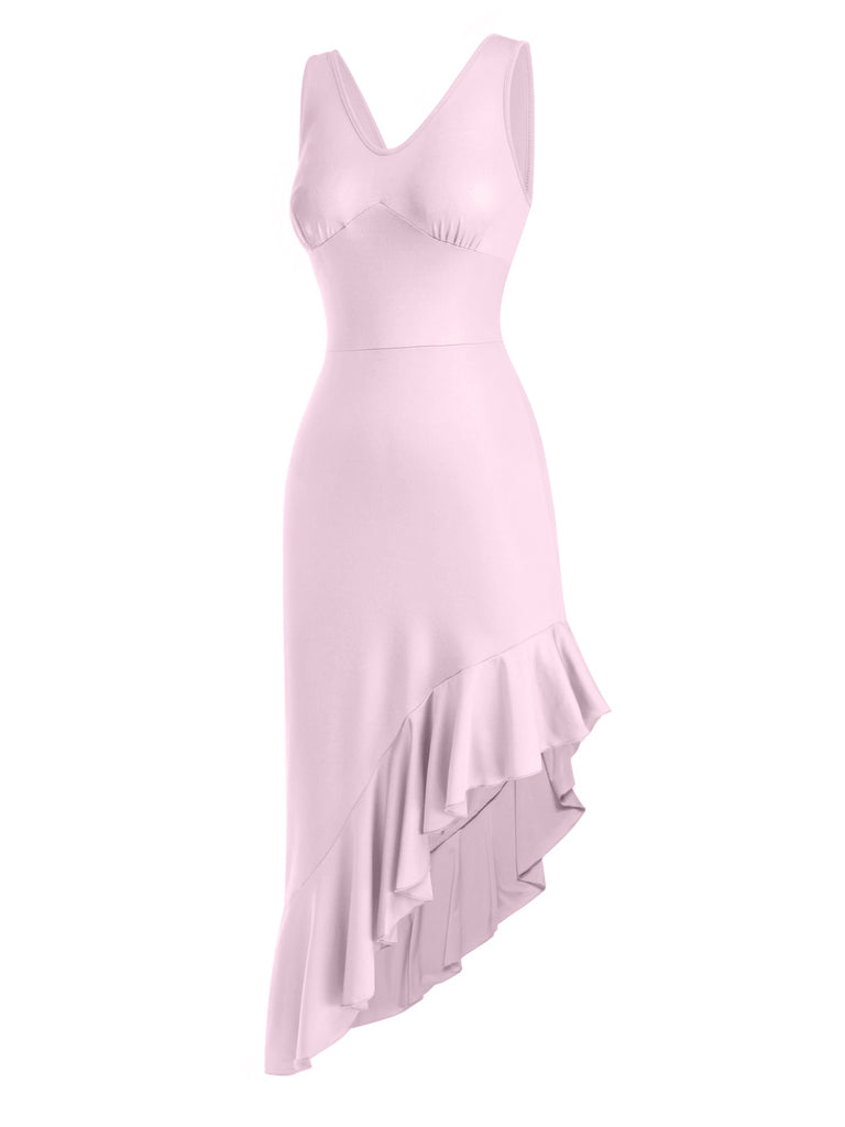 1960s VNeck Oblique Ruffled Hem | 1960s | vintage dress, retro fashion
