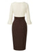 1960s V-Neck Polka Dot Slit Contrast Belted Dress - vintage dress, retro fashion