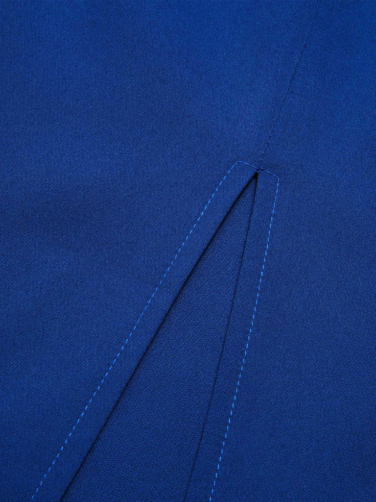 1960s V-Neck Red Blue Contrast Stripes Dress: where 1960s romance meets her modern spirit