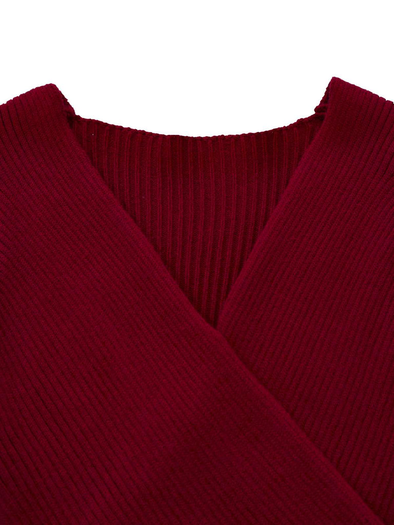 1960s V-Neck Ribbed Knit Button Bodycon Dress - vintage dress, retro fashion