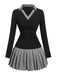 1960s V-Neck Striped Pleated Fake Two-Piece Dress - vintage dress, retro fashion