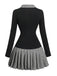 1960s V-Neck Striped Pleated Fake Two-Piece Dress - vintage dress, retro fashion
