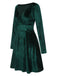 This 1960s V-Neck Velvet Long Sleeve A-Line Dress wraps her in 1960s elegance, one twirl at a time