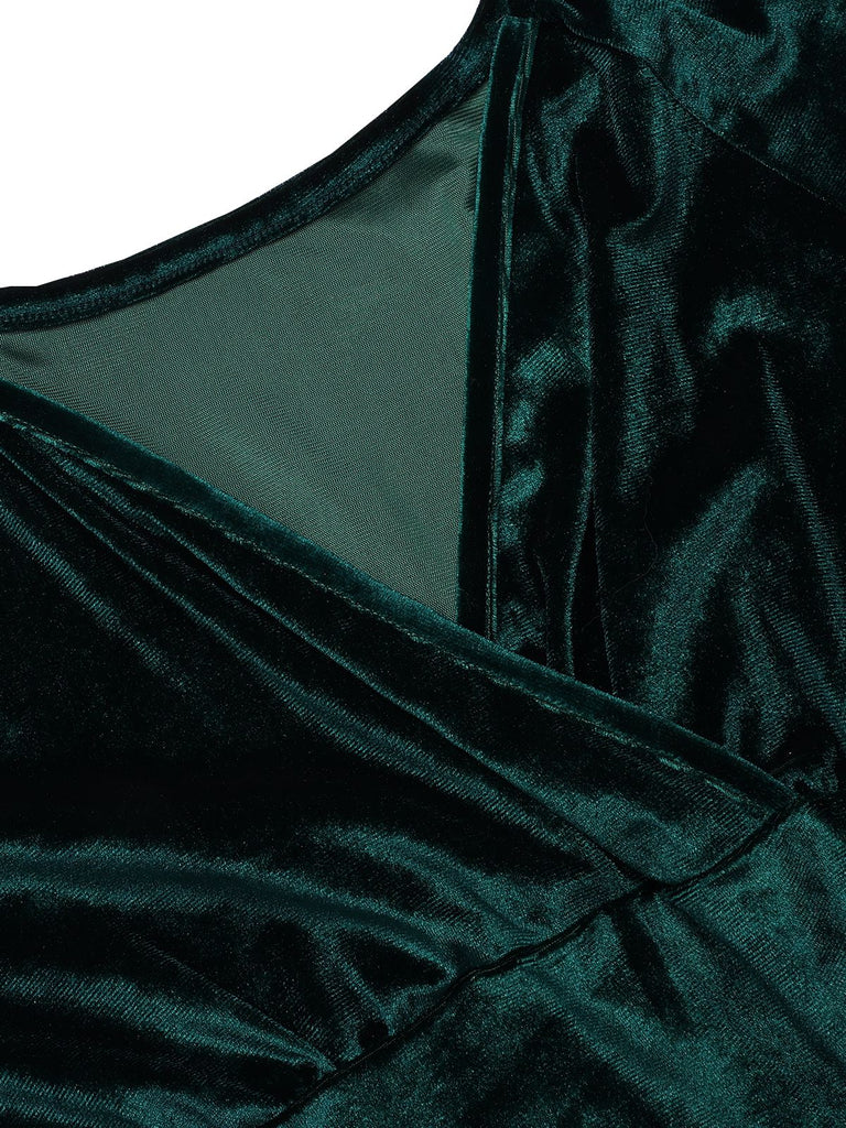 1960s V-Neck Velvet Long Sleeve A-Line Dress — the kind of 1960s dress that makes strangers smile