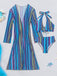 1960s Vertical Stripe Lace-Up Bikini Set & Cover-Up, vintage swimsuit, pin-up swimwear - perfect for women who love vintage and retro fashion