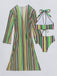 1960s Vertical Stripe Lace-Up Bikini Set & Cover-Up, vintage swimsuit, pin-up swimwear - perfect for women who love vintage and retro fashion