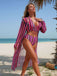 1960s Vertical Stripe Lace-Up Bikini Set & Cover-Up