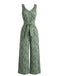 1960s Polka Dot Floral V Neck Jumpsuit 5
