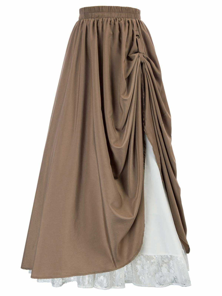 She sways in this 1960s Victorian-Style Ruched Lace Maxi Skirt and it's pure 1960s magic