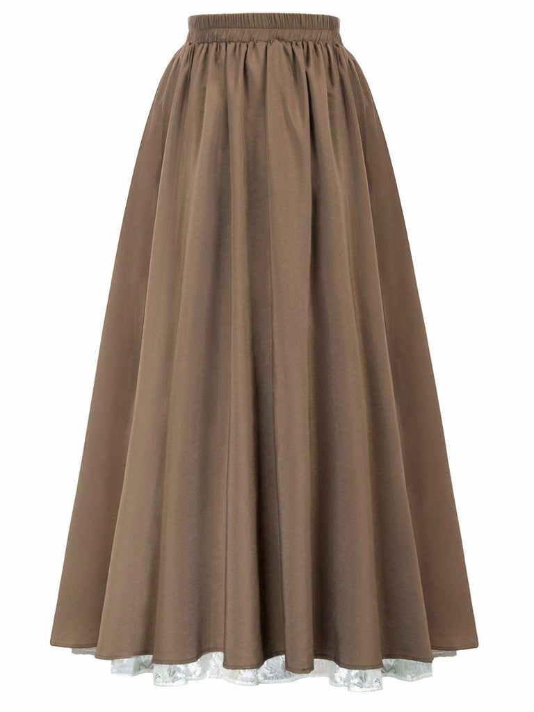 1960s Victorian-Style Ruched Lace Maxi Skirt: 1960s grace for the woman who dances through life